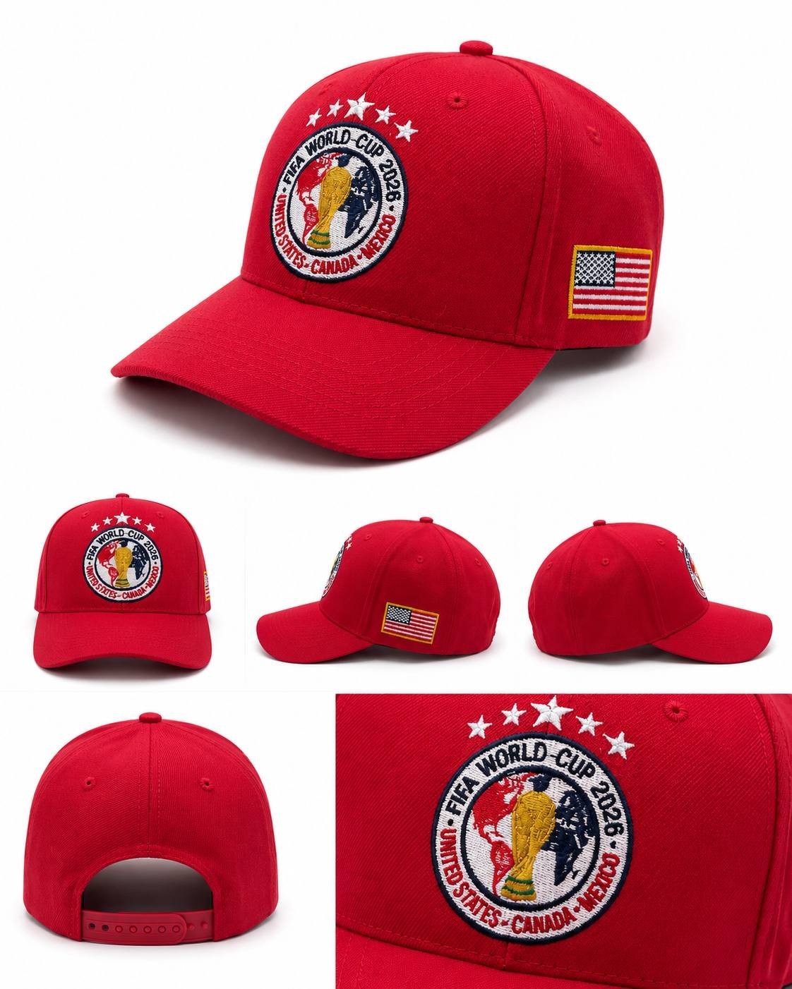 FAST SHIP – FIFA World Cup 2026 MEX USA CAN Cotton Hat, Detailed Embroidery