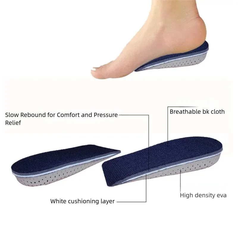 1 Pair 2/3/4CM Breathable Cushion Heighten Shoe Pad Invisible Height Increase In