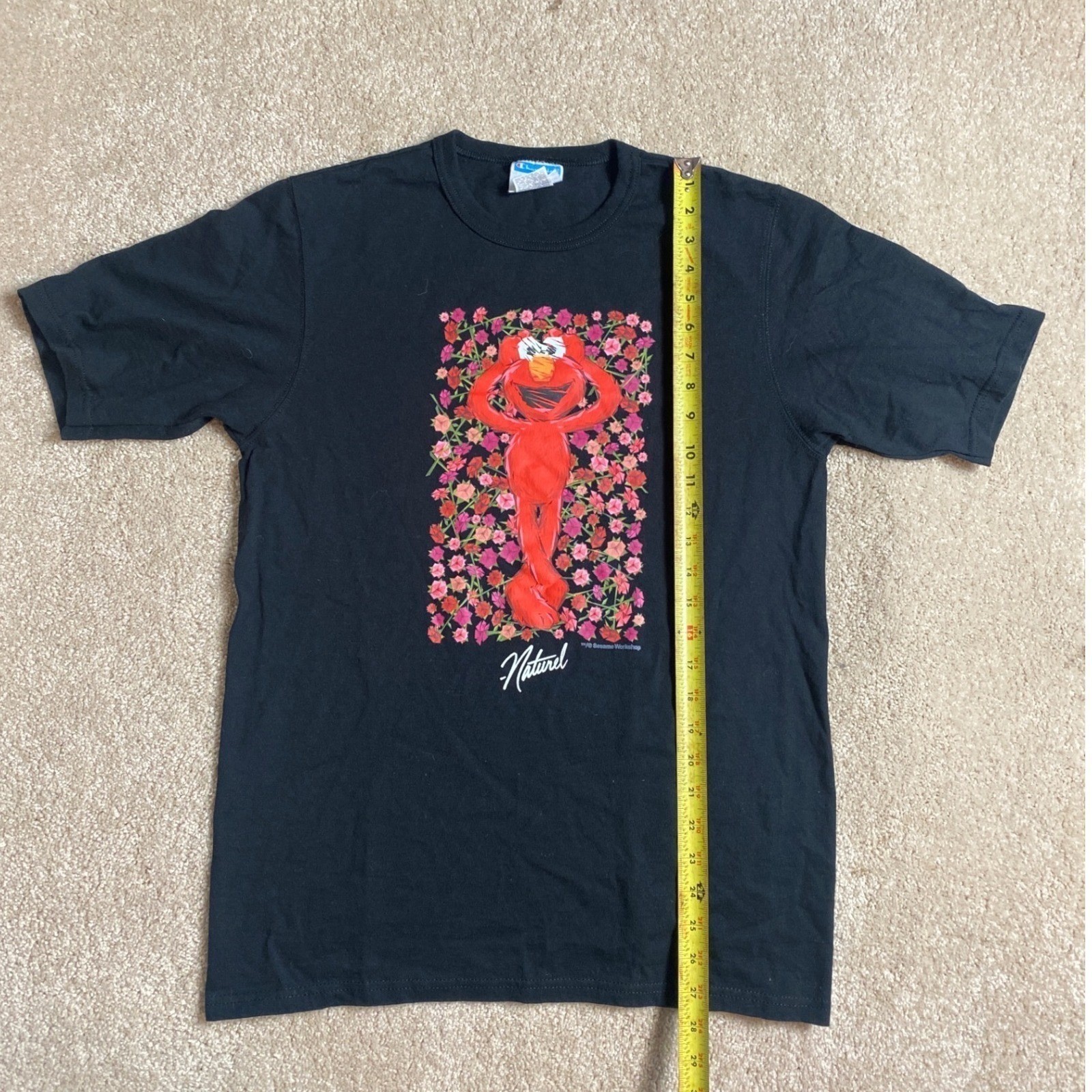 Champion Naturel Elmo Sesame Street Graphic T-Shirt Mens Medium Black Cotton