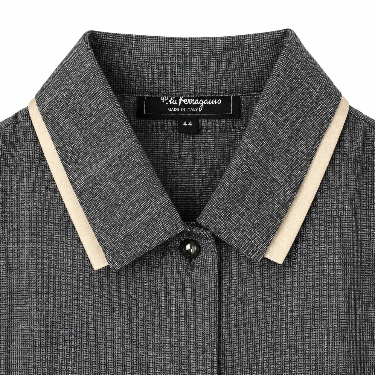 Ferragamo Gray Wool Linen Button Front Midi Dress IT 44 US 8