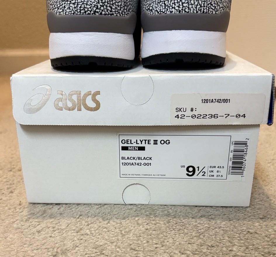 Awake x ASICS Gel-Lyte III OG Monochrome Patterned Sneakers, Men’s sz9.5