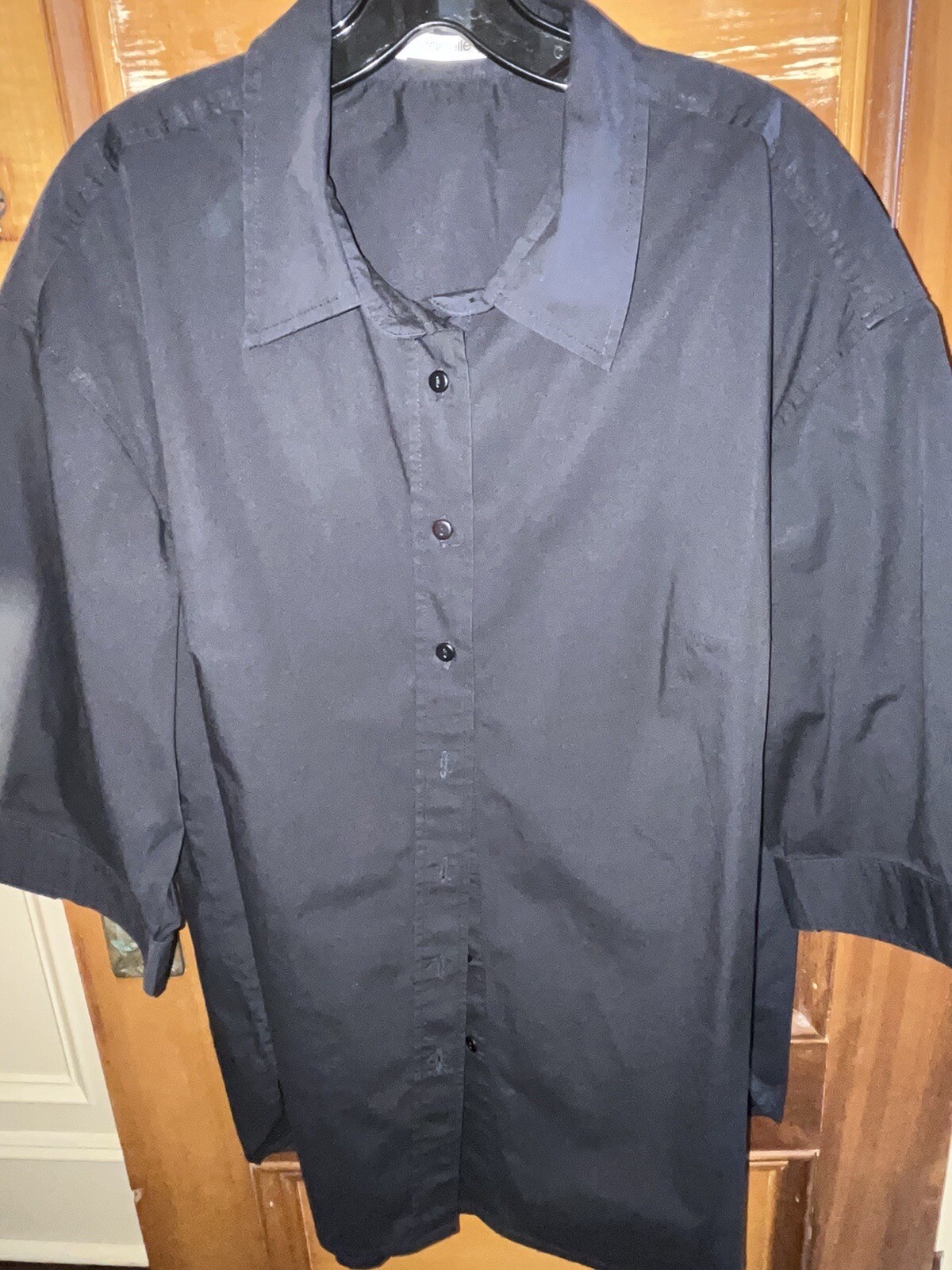 Zapelle Women 2X-22W Blouse Black Long Top/Sleeve Stretch 98%Cotton/2%Spandex
