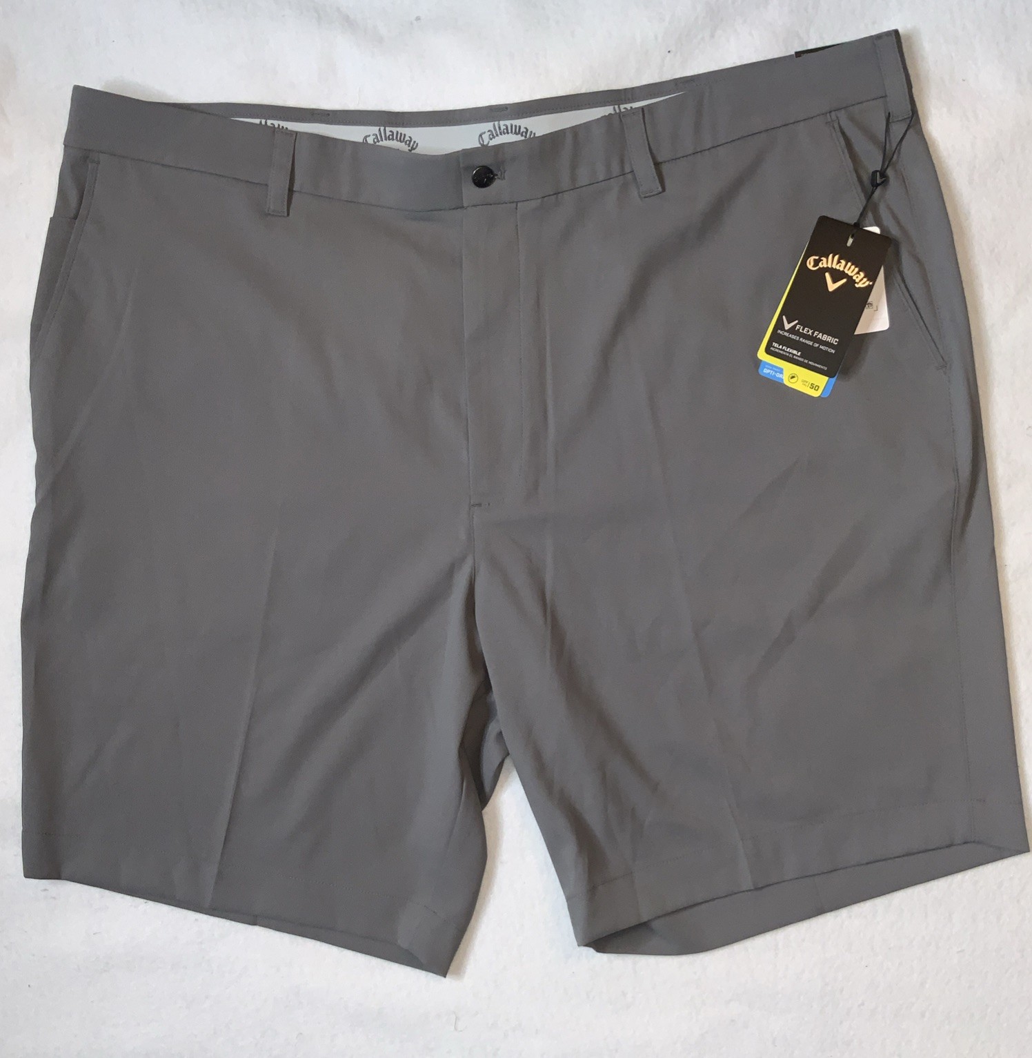 Callaway Men Stretch Flex Fabric Opti-Dri Quiet Shade Grey UPF 50 Shorts Sz 46B