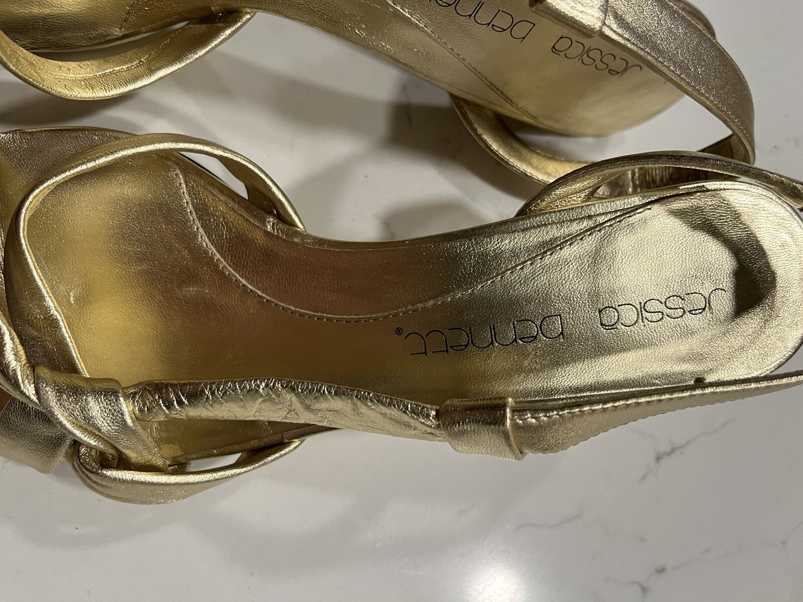 Jessica Bennett New Womens Gold Leather Sandal Size 9M