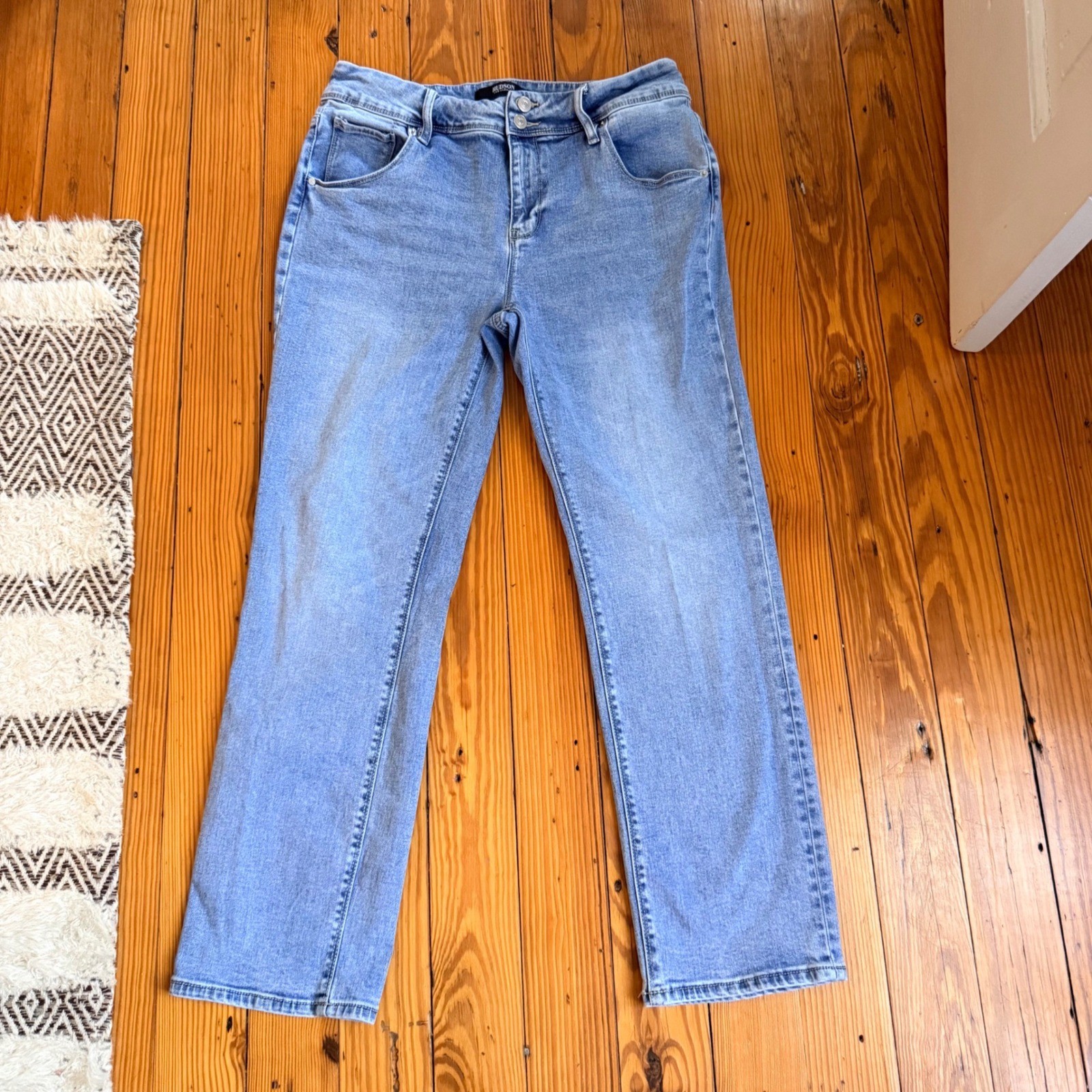 Hudson Jeans Womens 31 Straight Leg Light Wash Stretch Denim Flap Pockets 28.5