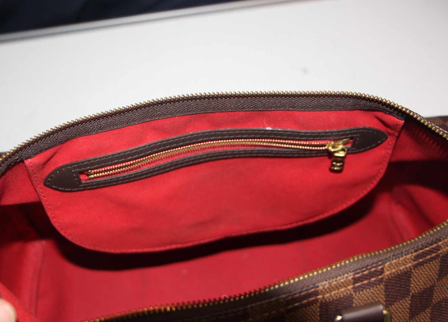 Louis Vuitton Speedy 35 Damier Ebene Brown Canvas Satchel Bag