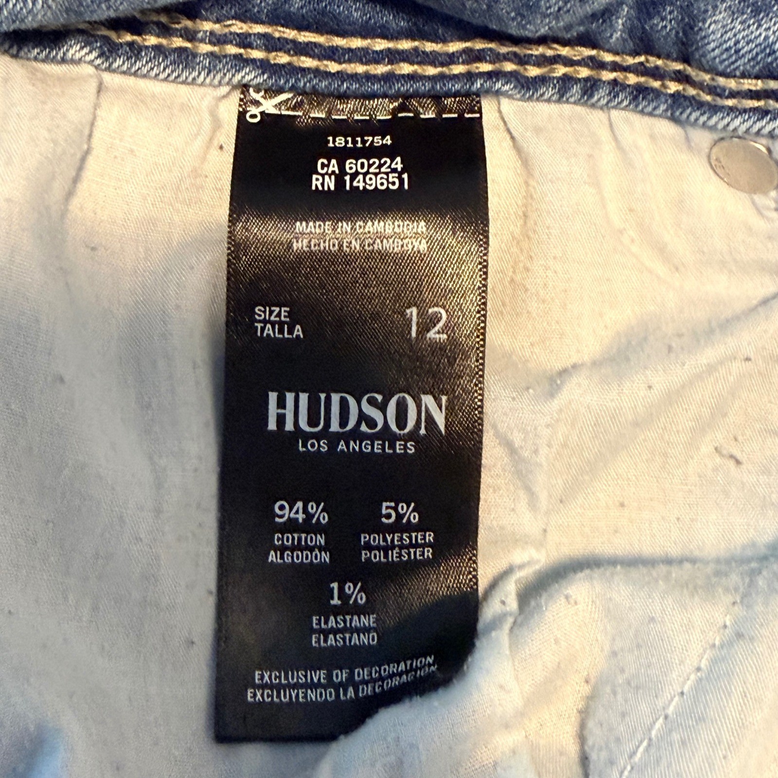 Hudson Jeans Womens 31 Straight Leg Light Wash Stretch Denim Flap Pockets 28.5
