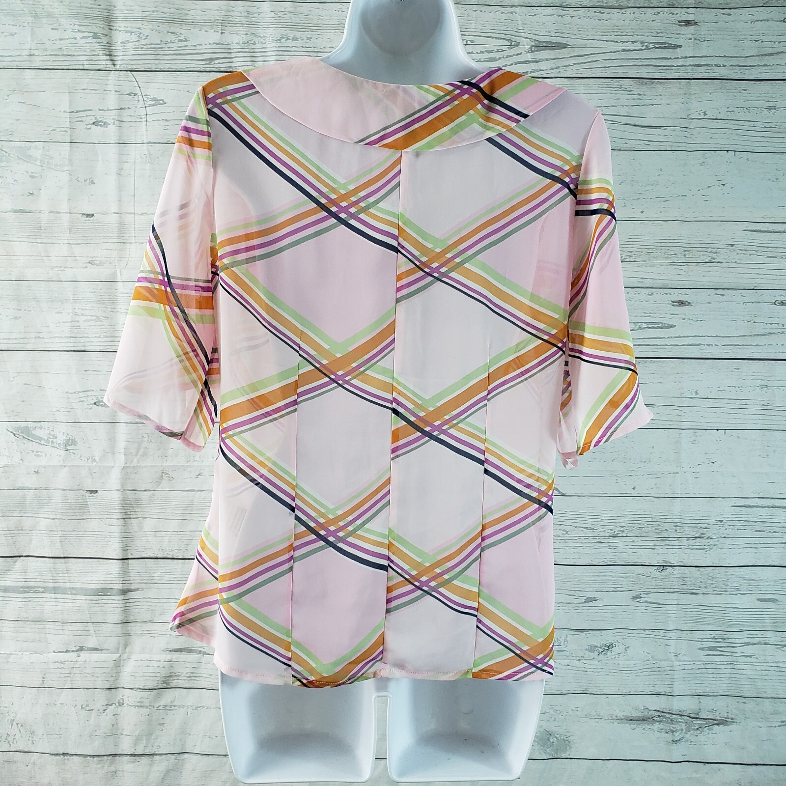 Tulle Womens Top Sz Medium Pink Orange Semi Sheer