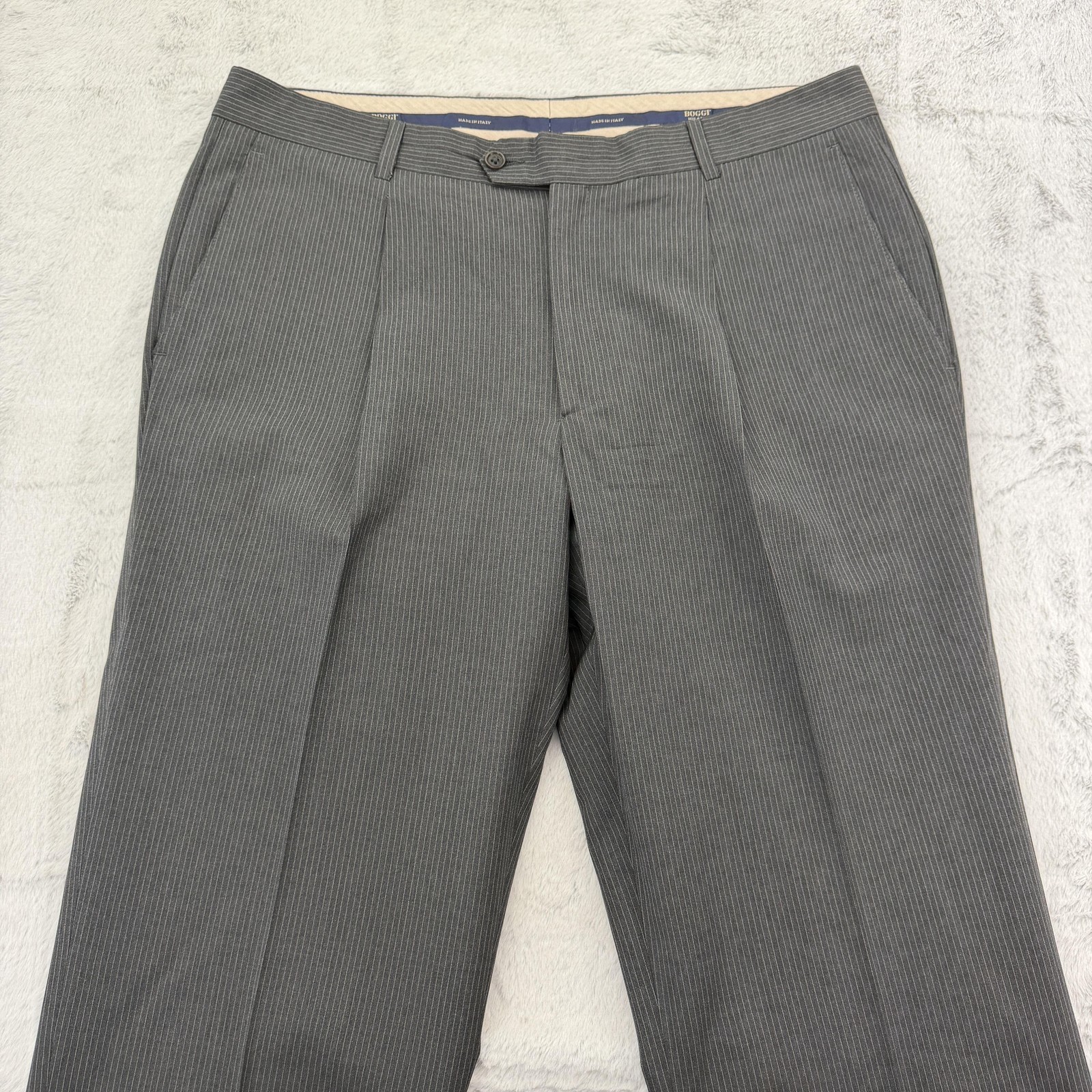Boggi Milano Suit Mens IT 52 US 42 Gray Pinstripe Wool 2 Piece 36×32 Pants Italy