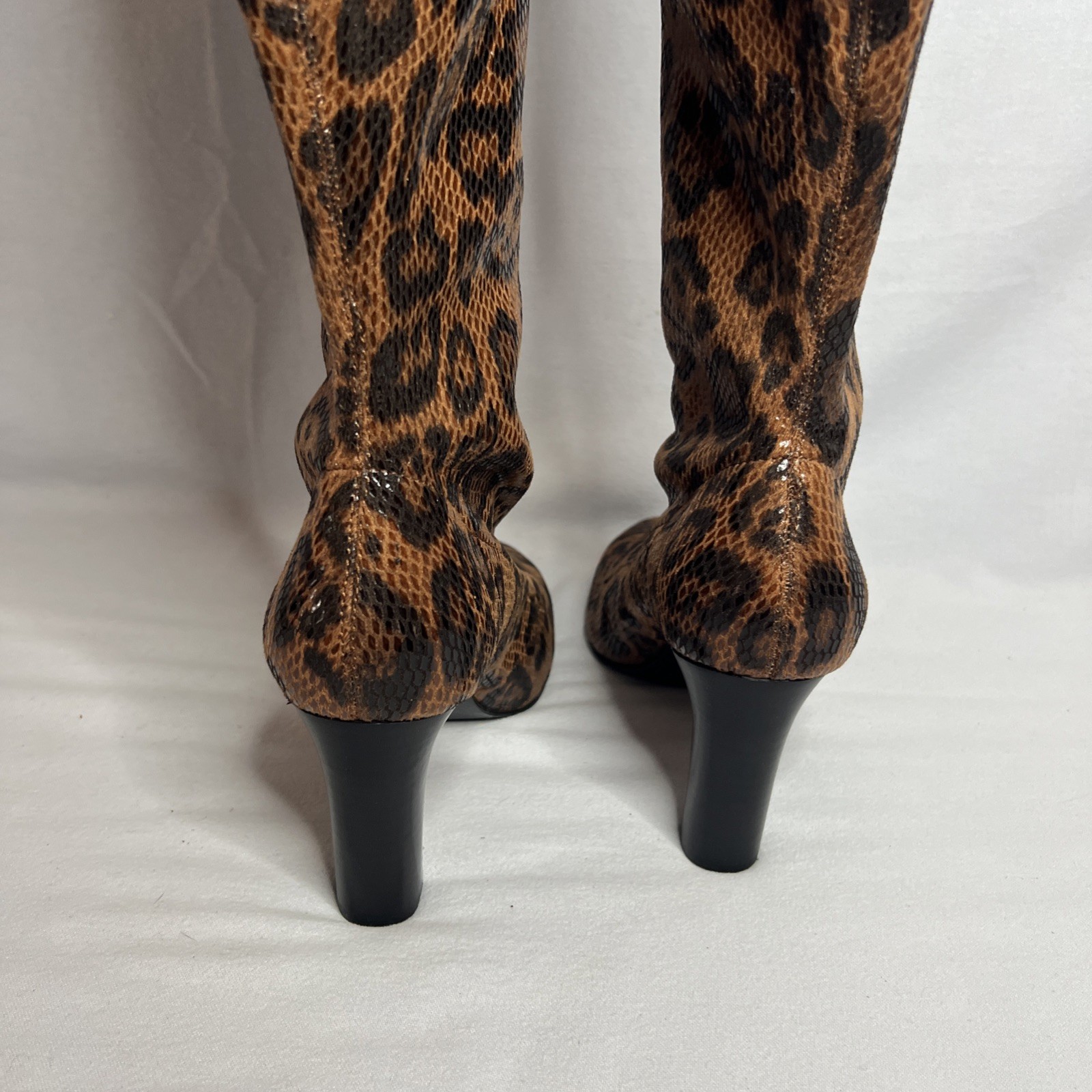 Charles by Charles David Brown Leopard Tall Stretch Boot “Dalton” Size 8.5 (E1)