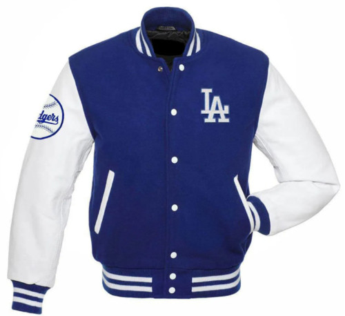 Los Angeles Dodgers Classic Letterman Varsity Jacket with Leather Sleeves