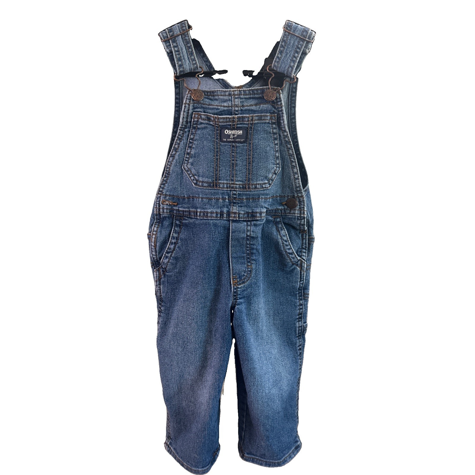 OshKosh B’gosh Toddler Denim Overalls 2T Blue Vestbak Adjustable Strap Jeans