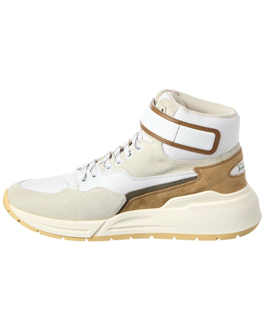 Ferragamo Cosma Leather & Mesh High-Top Sneaker Men’s