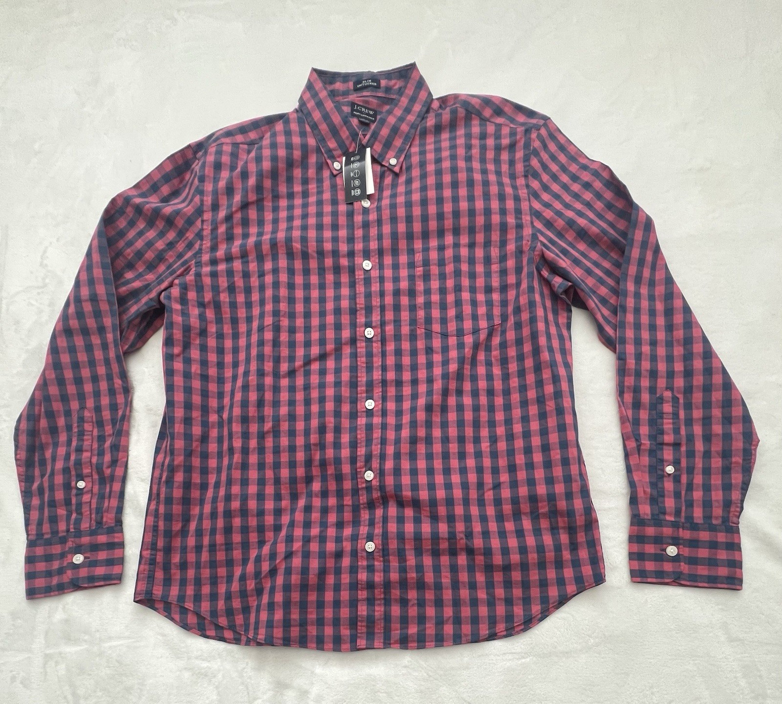J.Crew Men’s Slim Untucked Shirt Large – Red/Blue Plaid – Long Sleeve
