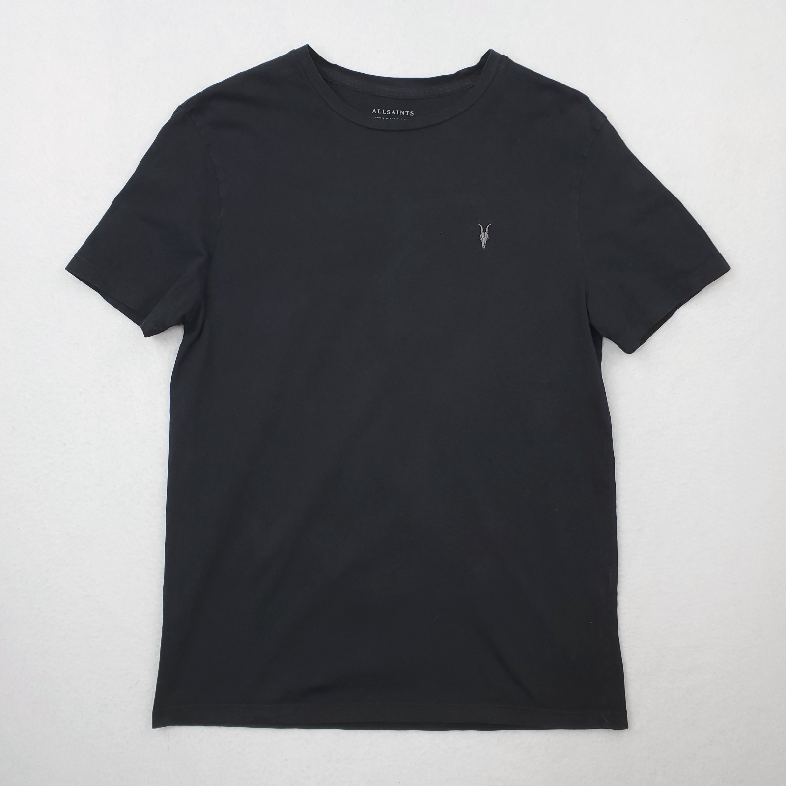 AllSaints Tonic Crew Shirt Mens Medium Black Slim Ramskull Short Sleeve Tee