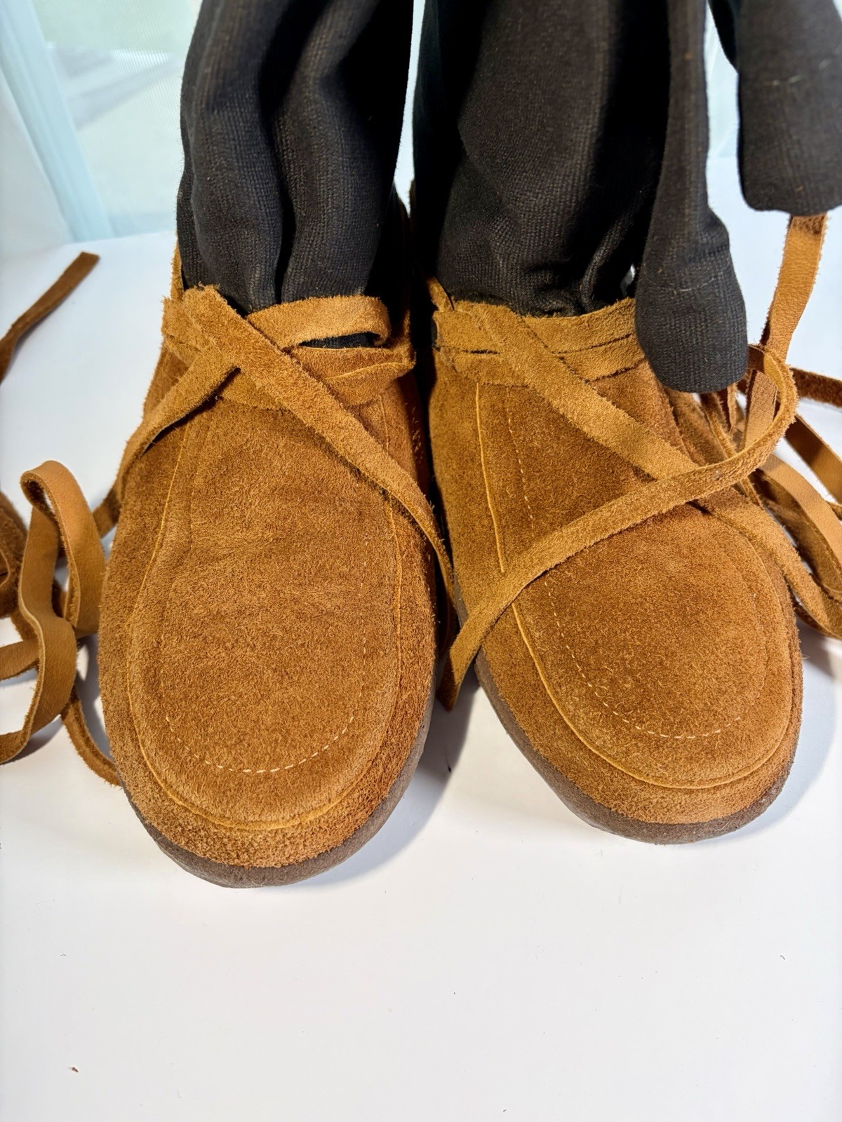 Steger Mukluks Moose Hide Leather Canvas Woman’s 10 Chestnut Black – See Notes