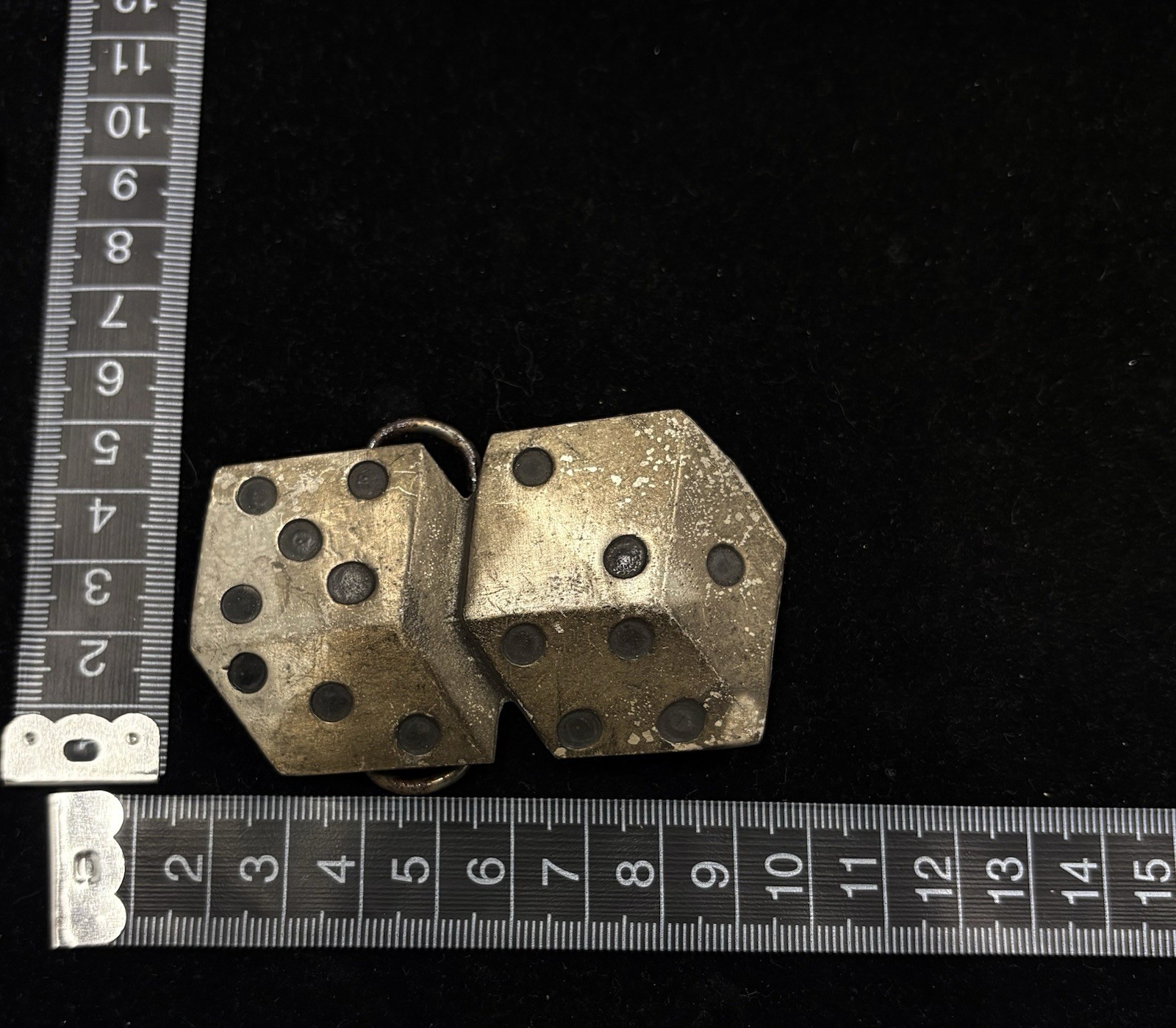 vintage raw brass lucky dice belt buckle double-dice design RARE