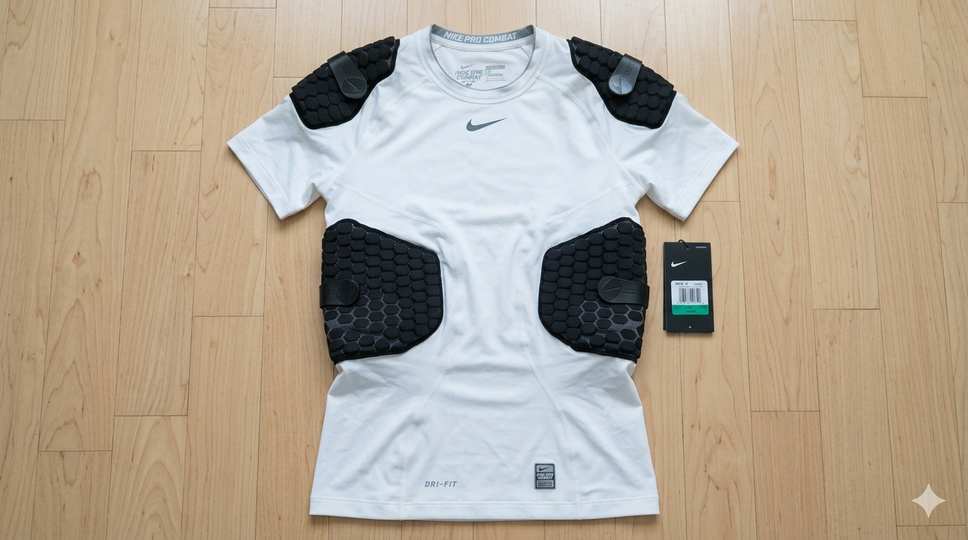 Nike Pro Combat Padded Shirt 407192-101 Boys Mens S M L XL White Football Gear N