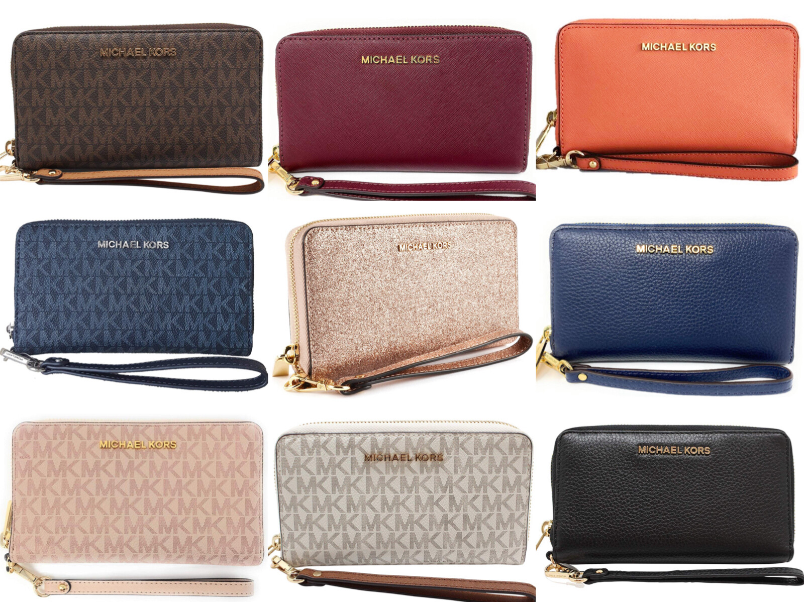 Michael Kors Jet Set Large Phone Wristlet Wallet MK Signature