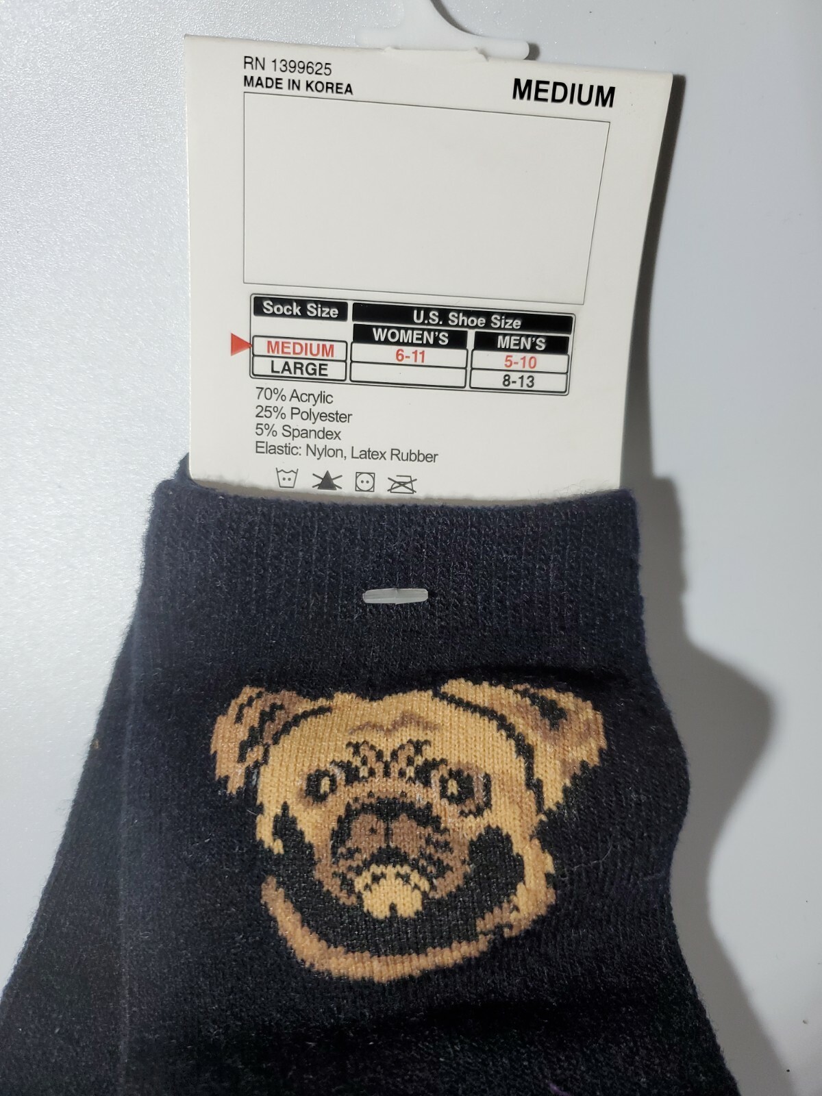 Pug Dog Pug Poses Crew Socks Medium 5-10 NEW