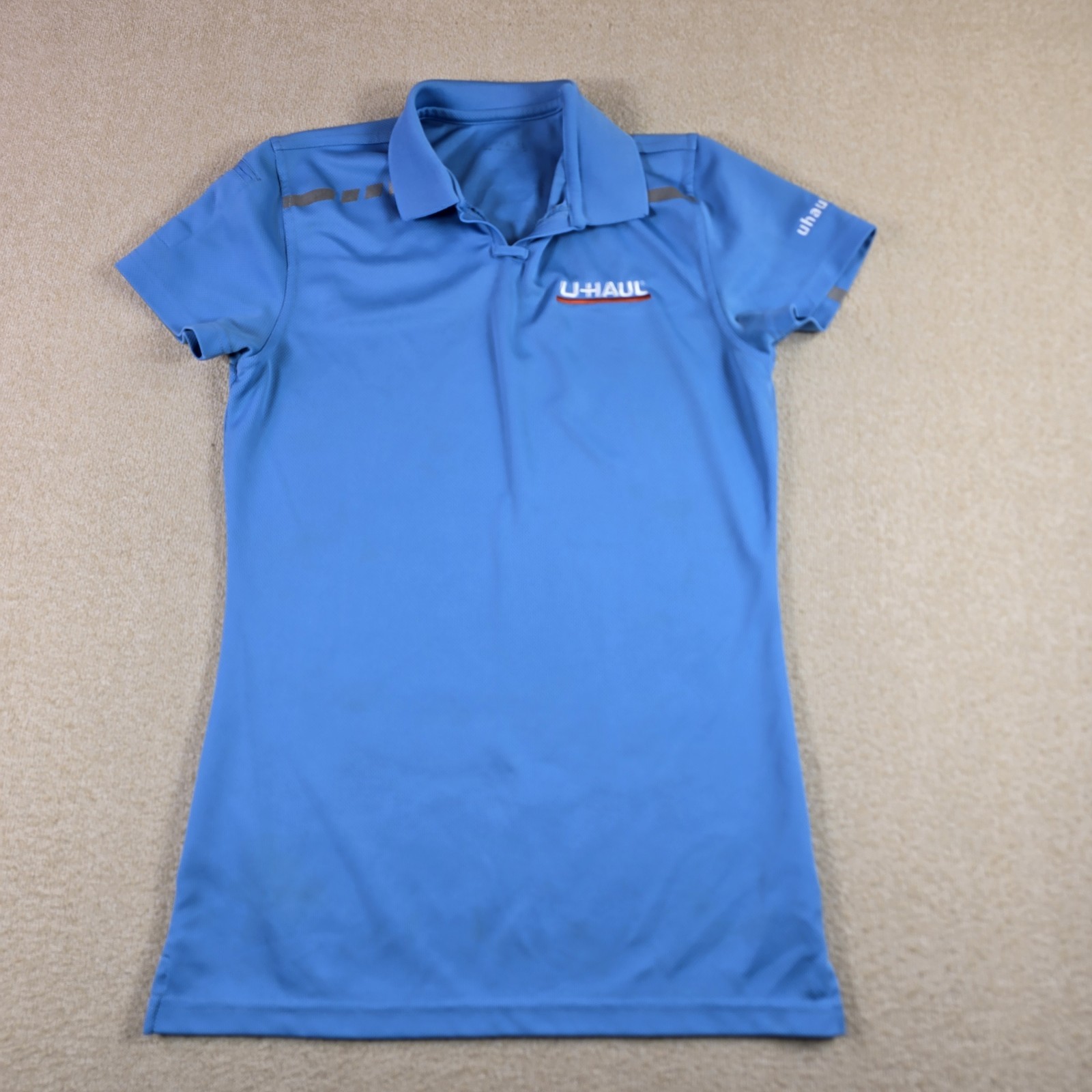 U-Haul Womens Blue Polo Shirt Medium Short Sleeve Uniform Polyester
