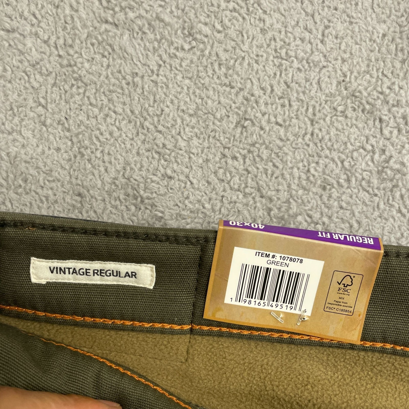 NEW Weatherproof Vintage Men’s 40×30 Regular Fit Green Stretch Canvas Workwear