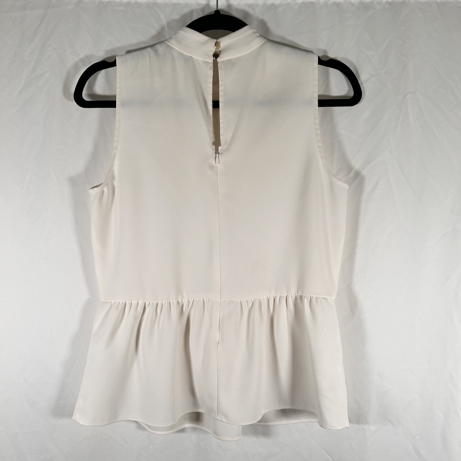 J Crew Blouse Women’s XS Ivory White Sleeveless High Neck Polyester Top