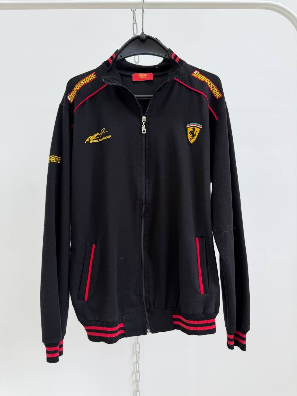 Vintage 00s Streetwear Michael Schumaher Style Ferarri Black Zip Hoodie Size L