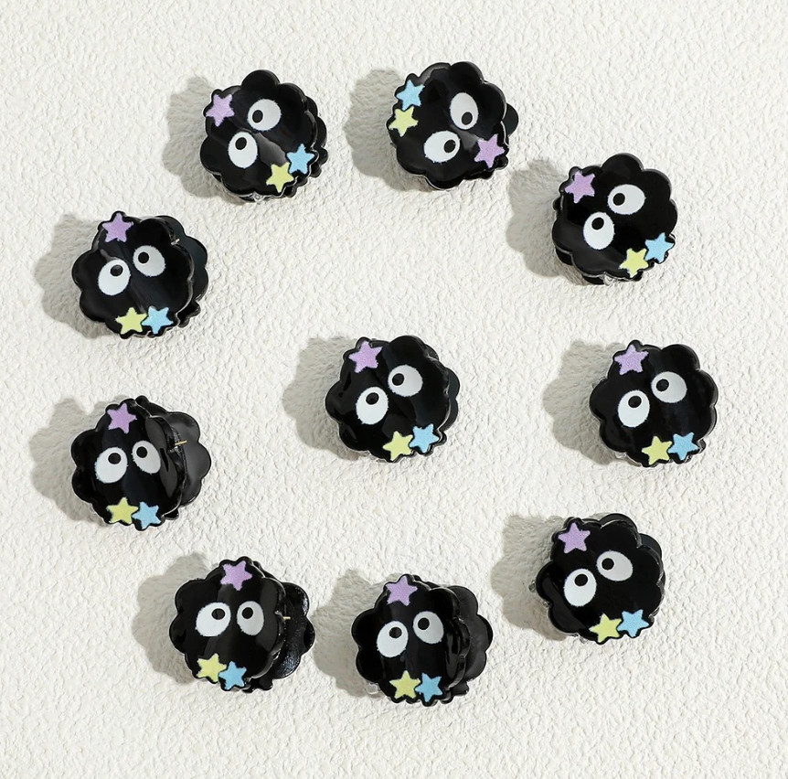 10pcs Cute Coal Ball Hair Claw Cartoon Mini multi-functional Clip Set – NEW