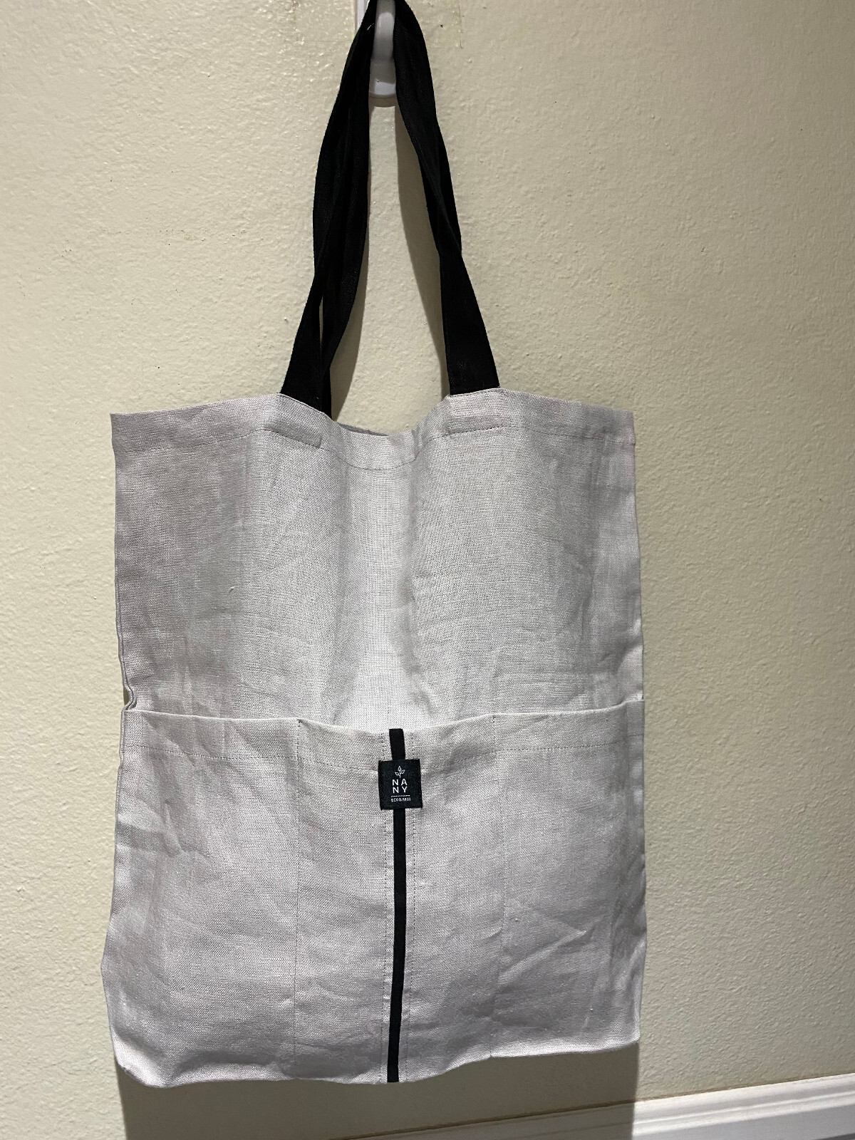 Petite-Mains Gray Taupe LINEN Tote Shopper Bag -NANY Eco & Moi – 15″ x 16″