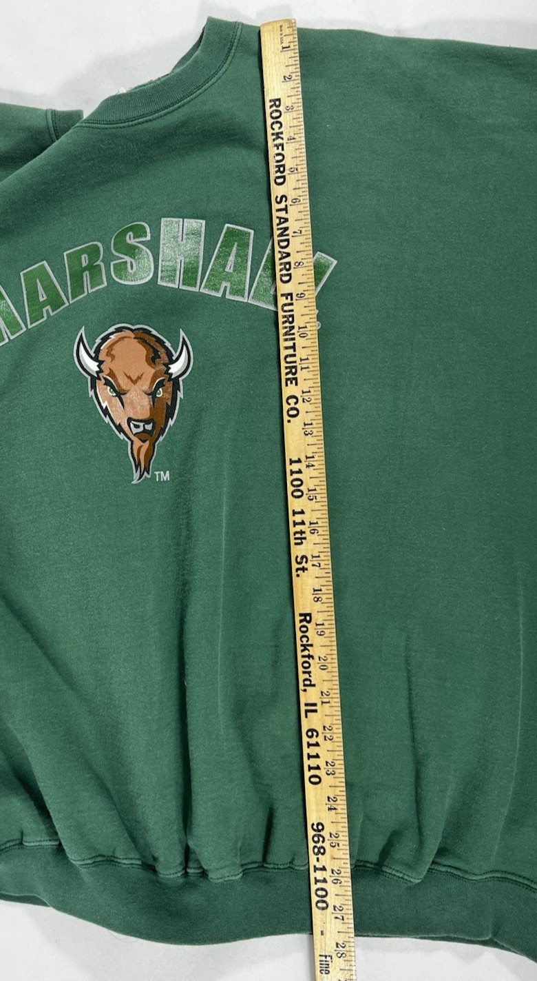 Vtg 90s Marshall University Sweatshirt USA Made Thundering Herd Green Crew XL