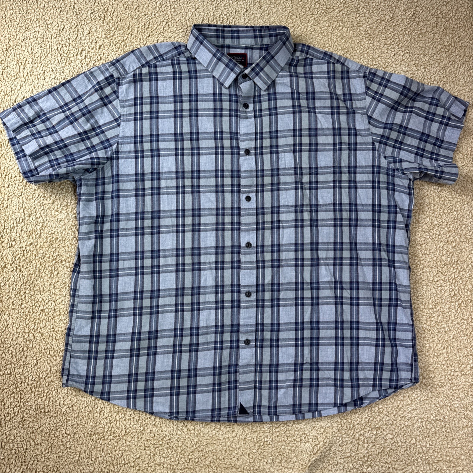 UNTUCKit Men’s XXXL Button Plaid Check Shirt Blue 3XL Short Sleeve