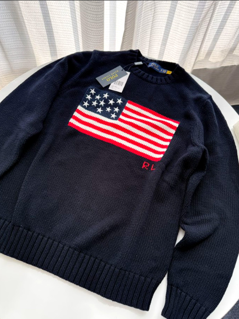 📦Polo Ralph Lauren Navy American Flag Cotton Sweater Men’s Medium
