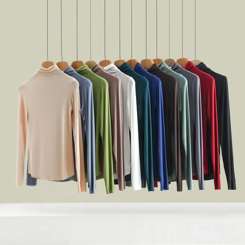 Hot Womens Fashion hot tops High Neck T Shirt Undershirt Long Sleeve T