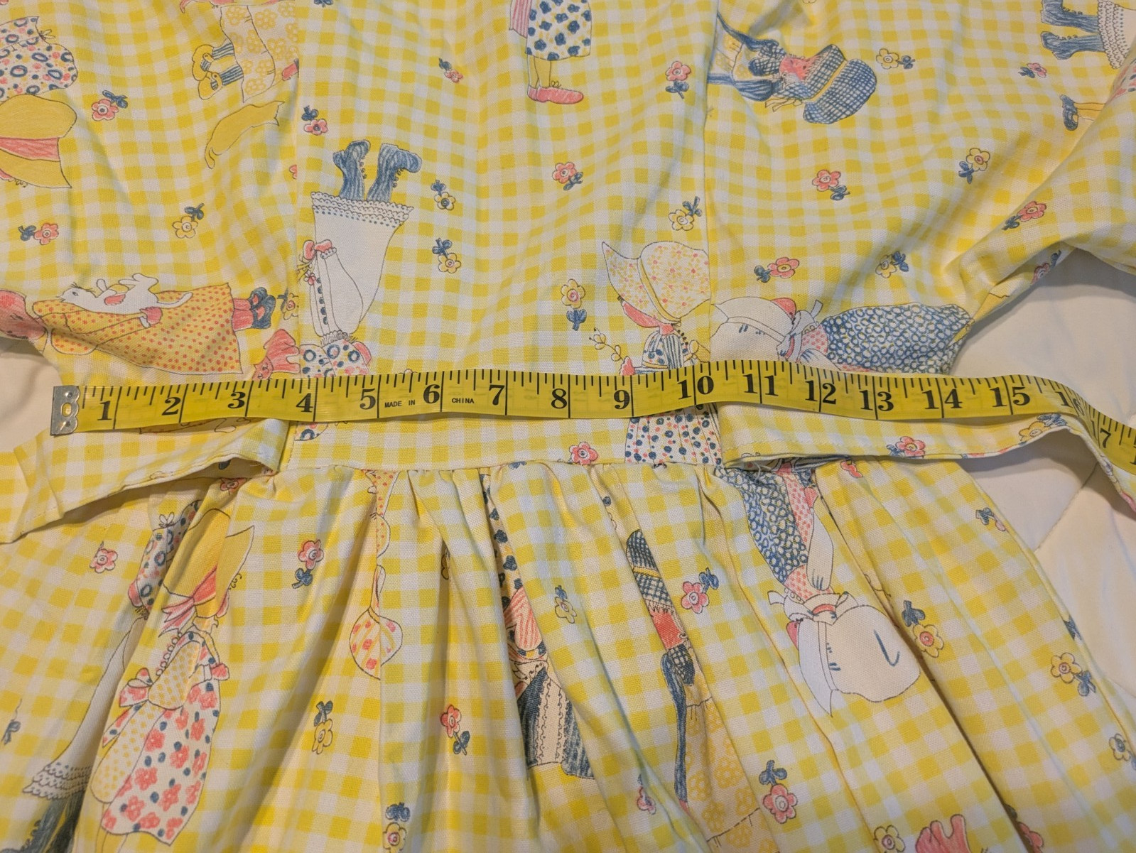 VTG 70s HomeMade Yellow Gingham Maxi Dress Holly Hobby Cottage Prairie