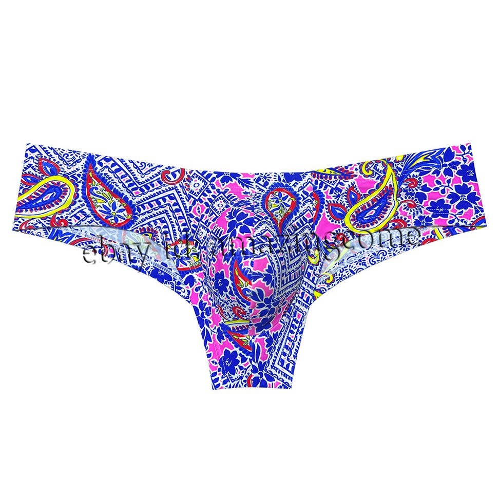 Men Printed Brazilian Bikini Underwear Enhance Bulge Pouch Mini Boxer Briefs