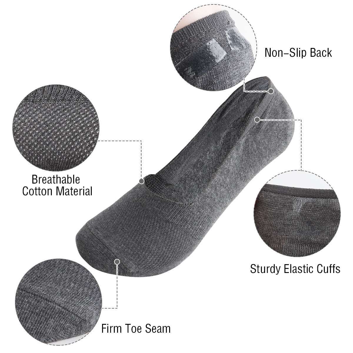 1-6 Pairs No Show Socks Women Men Running Low Cut Breathable Cotton Boat Sock US