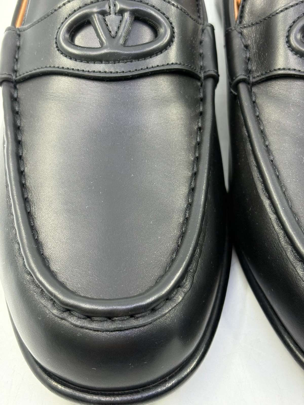 NIB Valentino Garavani Vlogo Penny Loafer Shoes Leather Black Mens EU 42/ US 9
