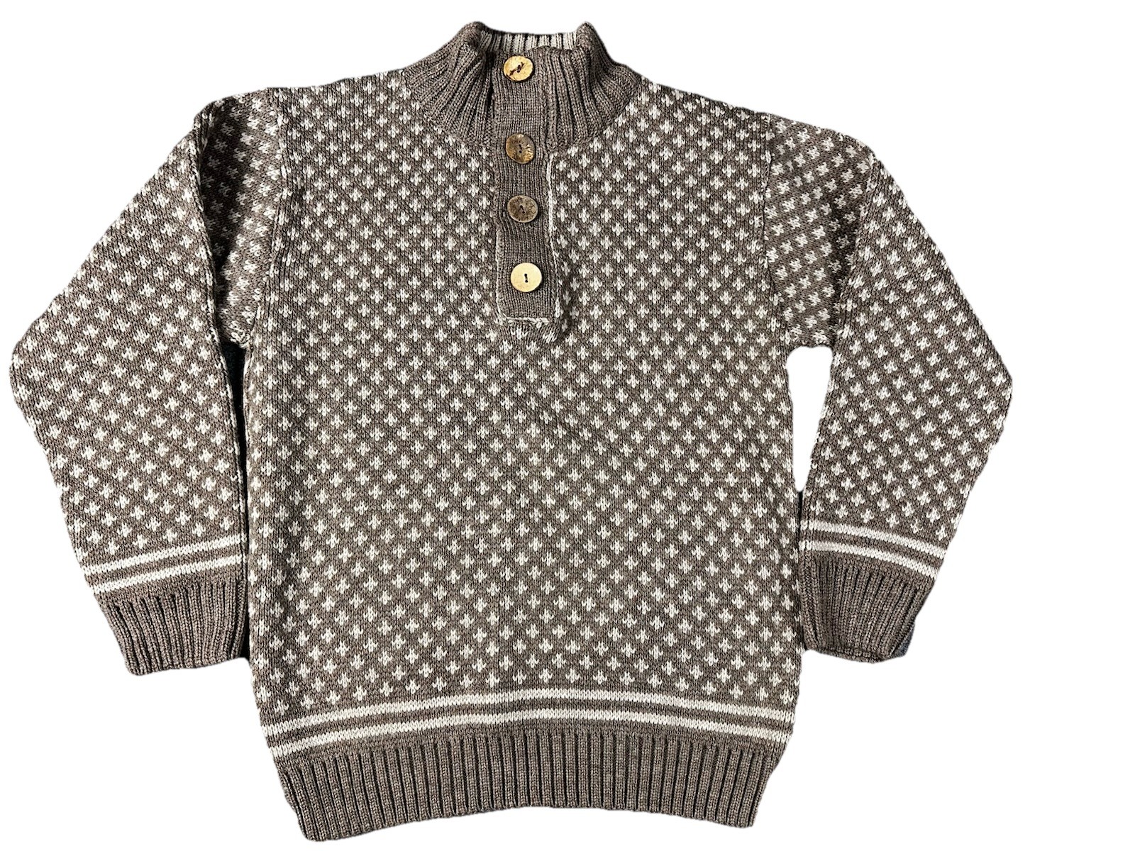 Peregrine Sweater Mens L Wool Cable Knit Fisherman British Pullover Geometric