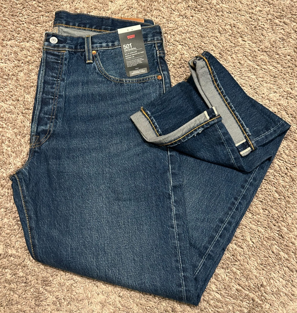 Levi’s Premium 501 Original Fit Selvedge Jeans 100% Cotton Sizes NWT RT$148 3544