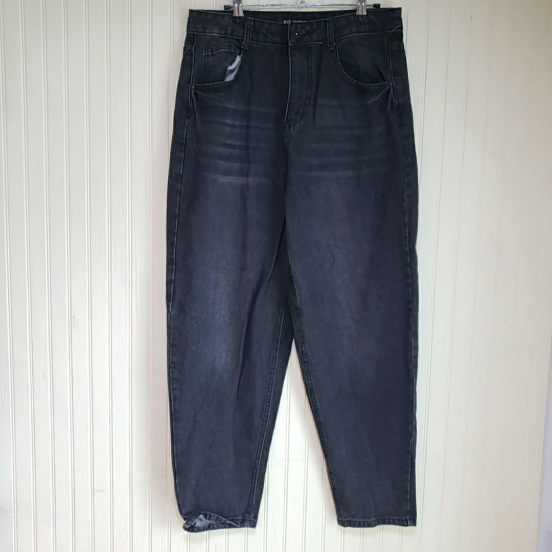 Blue Savvy Jeans Womens Juniors 9/29 Gray Dark Wash Relaxed Tapered Denim Pants