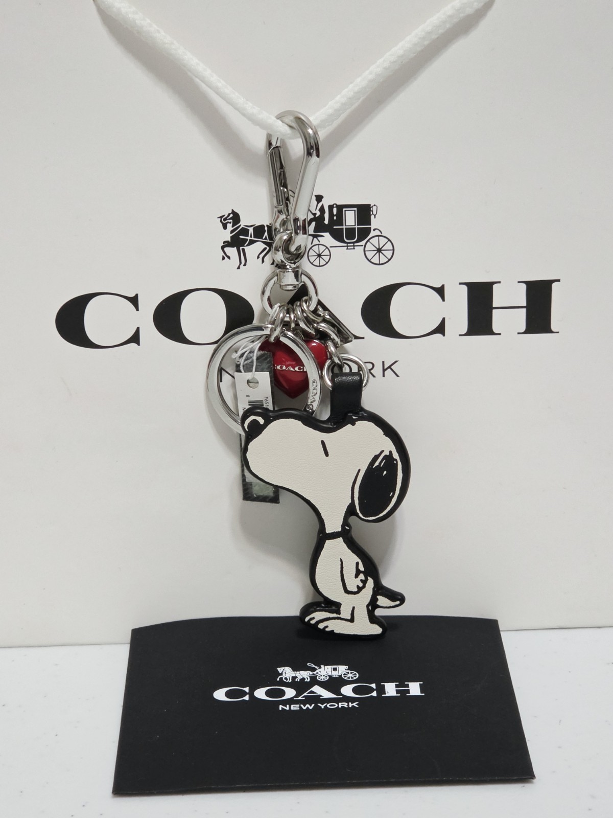 NEW Coach Snoopy Peanuts Kissing Red Love Heart Keychain Bag Charm Fob F65164