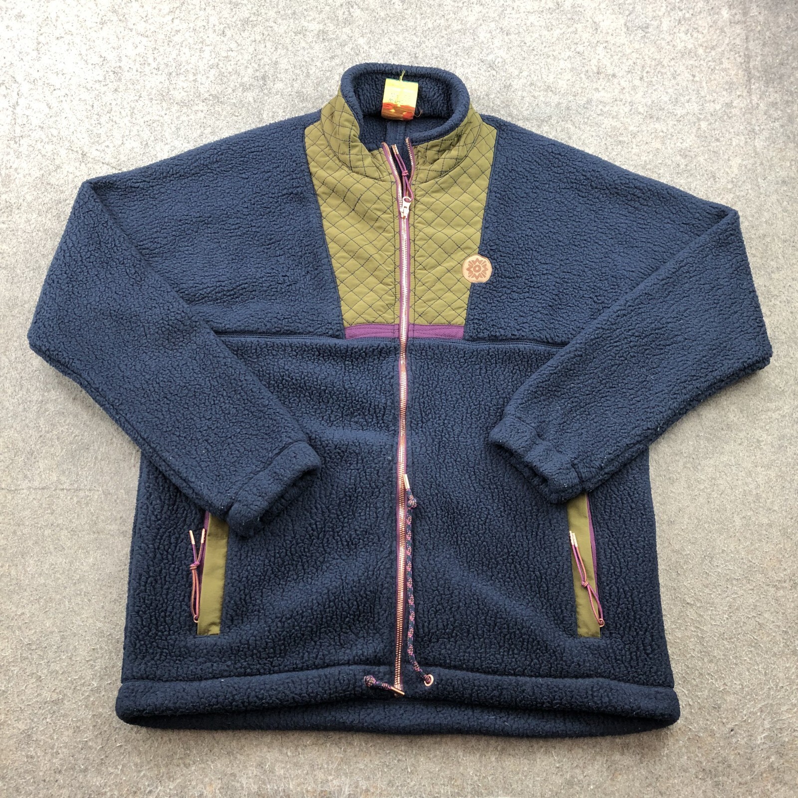 Without Walls Jacket Mens Large Blue Bomber Full Zip Deep Pile Fleece
