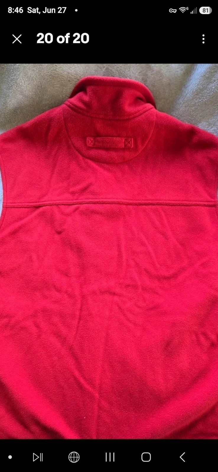 Duluth Trading Co. Men’s Red Fleece Full Zip Vest Size Large Pockets Sleeveless