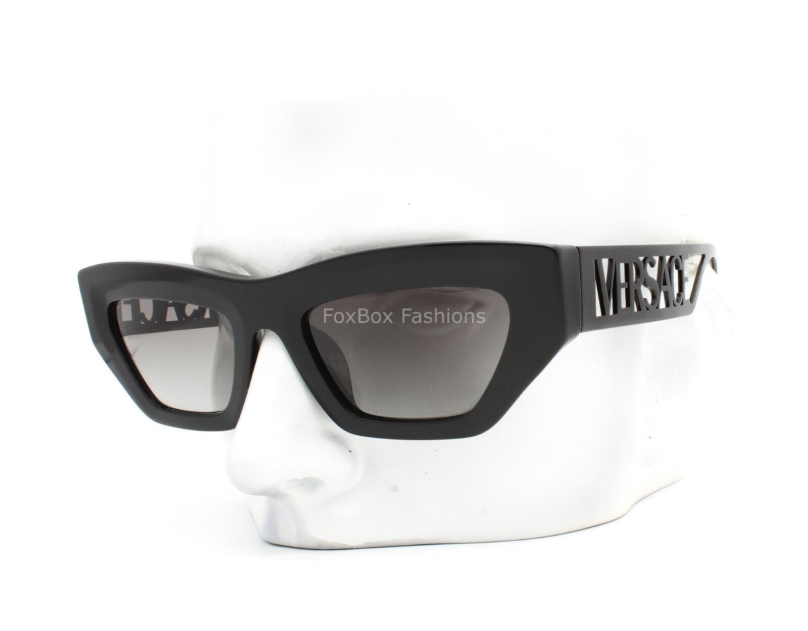 Versace Sunglasses VE 4432-U 5232/11 Polished Black Light Gray Gradient No Case