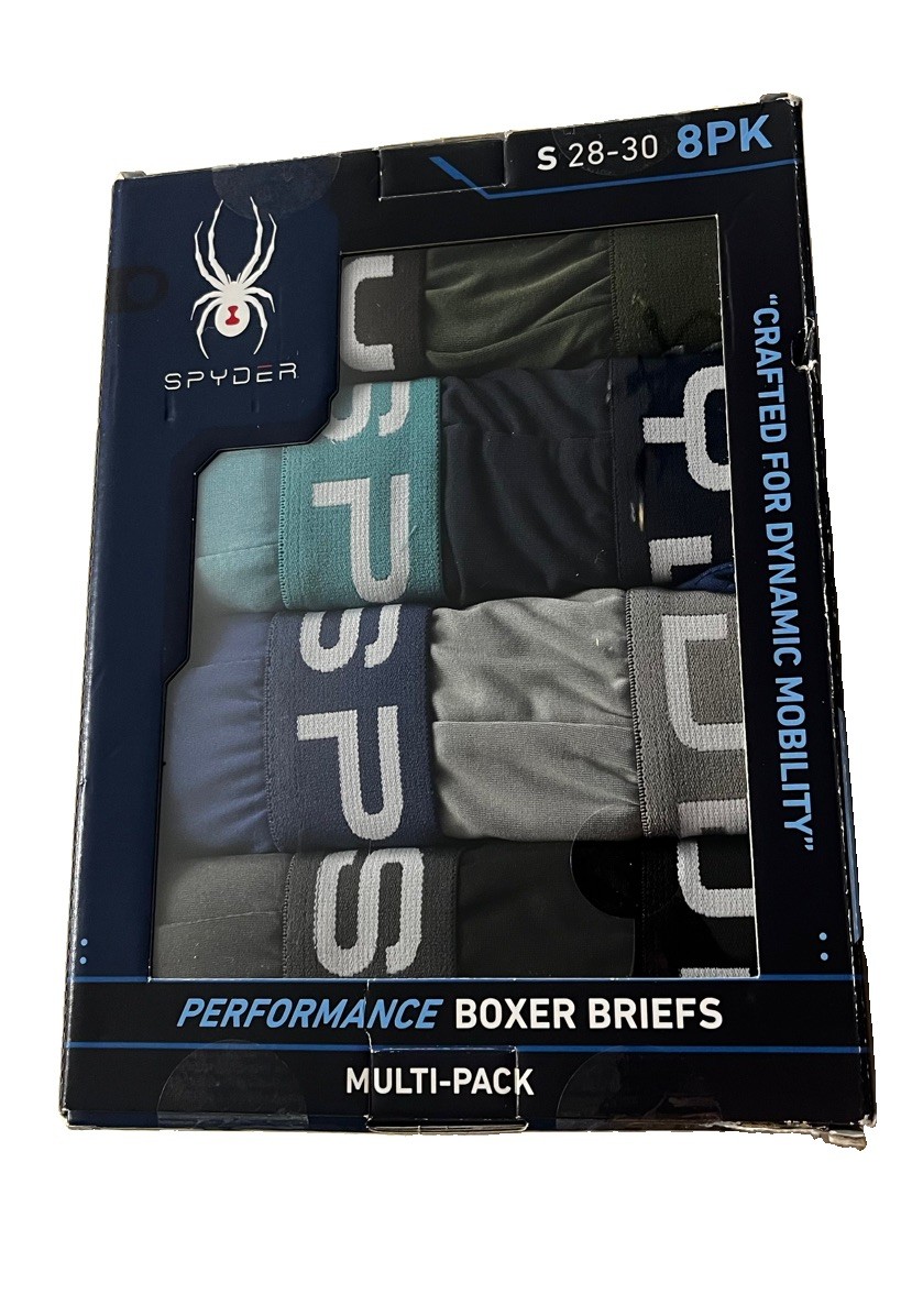 Spyder Performance Boxer Briefs 8-Pack Men’s S 28-30 Multicolor Quick-Dry New