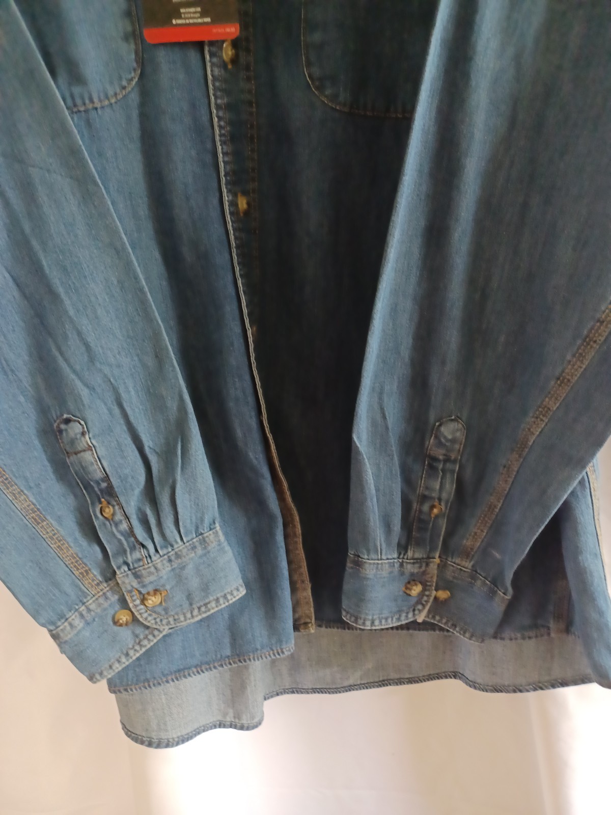 Wrangler RIGGS Workwear Room2Move Blue Denim Long Sleeve Button-Down Shirt 2XL