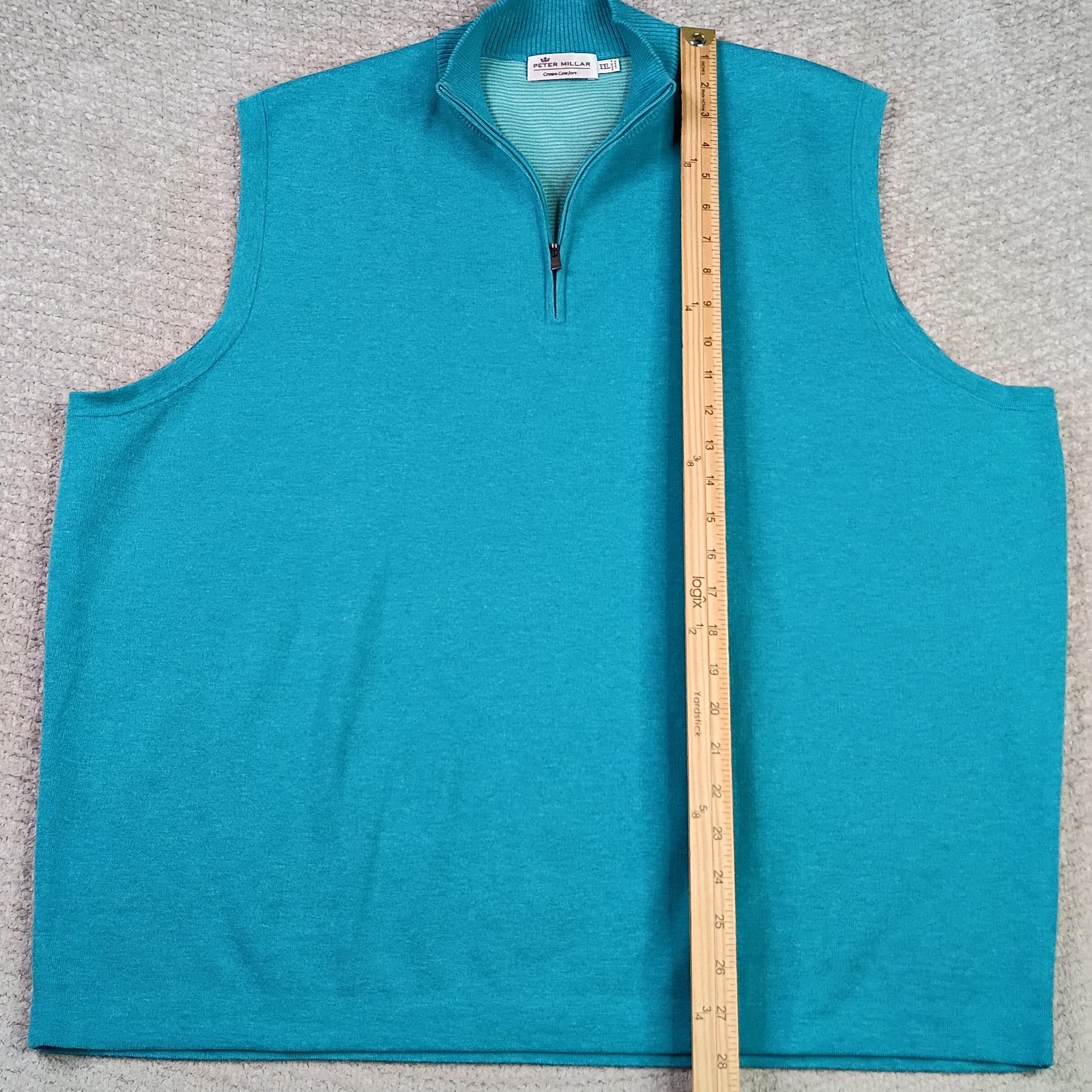 Peter Millar Mens 2XL Teal Crown Comfort Vest Pullover Zip Preppy Golf
