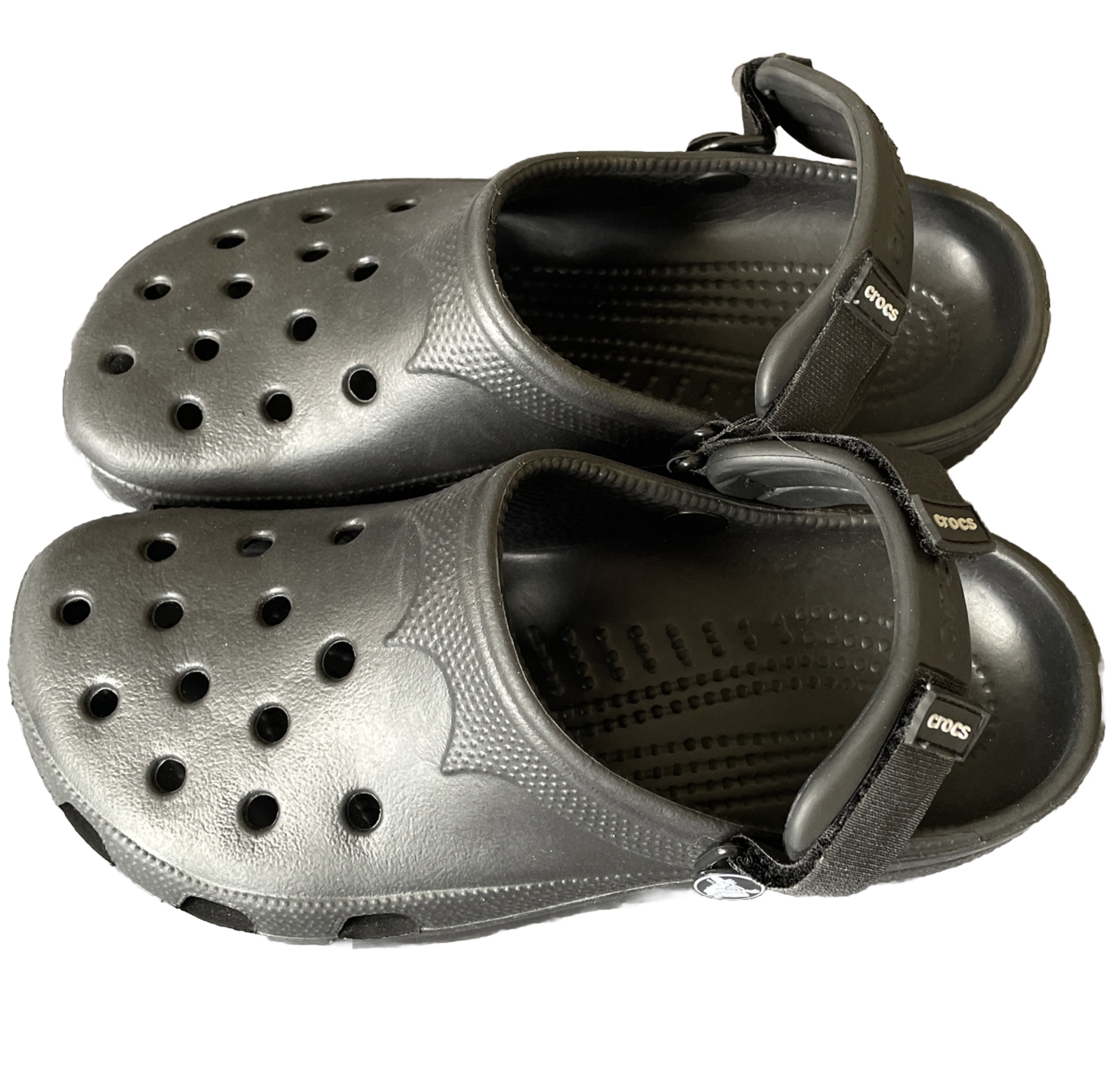Crocs Classic Clogs Black W/Adjustable Heel Strap W 8-9 M 6/7 NWOT