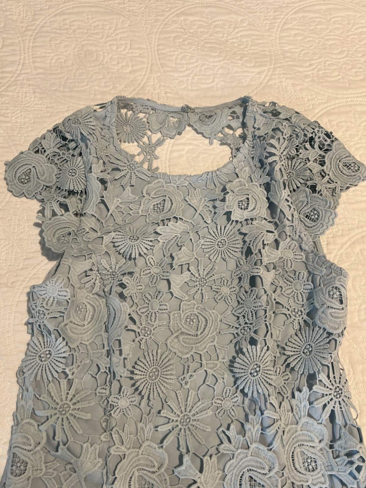 Lulus Blue Lace Knee Length Dress With Open Back Size S